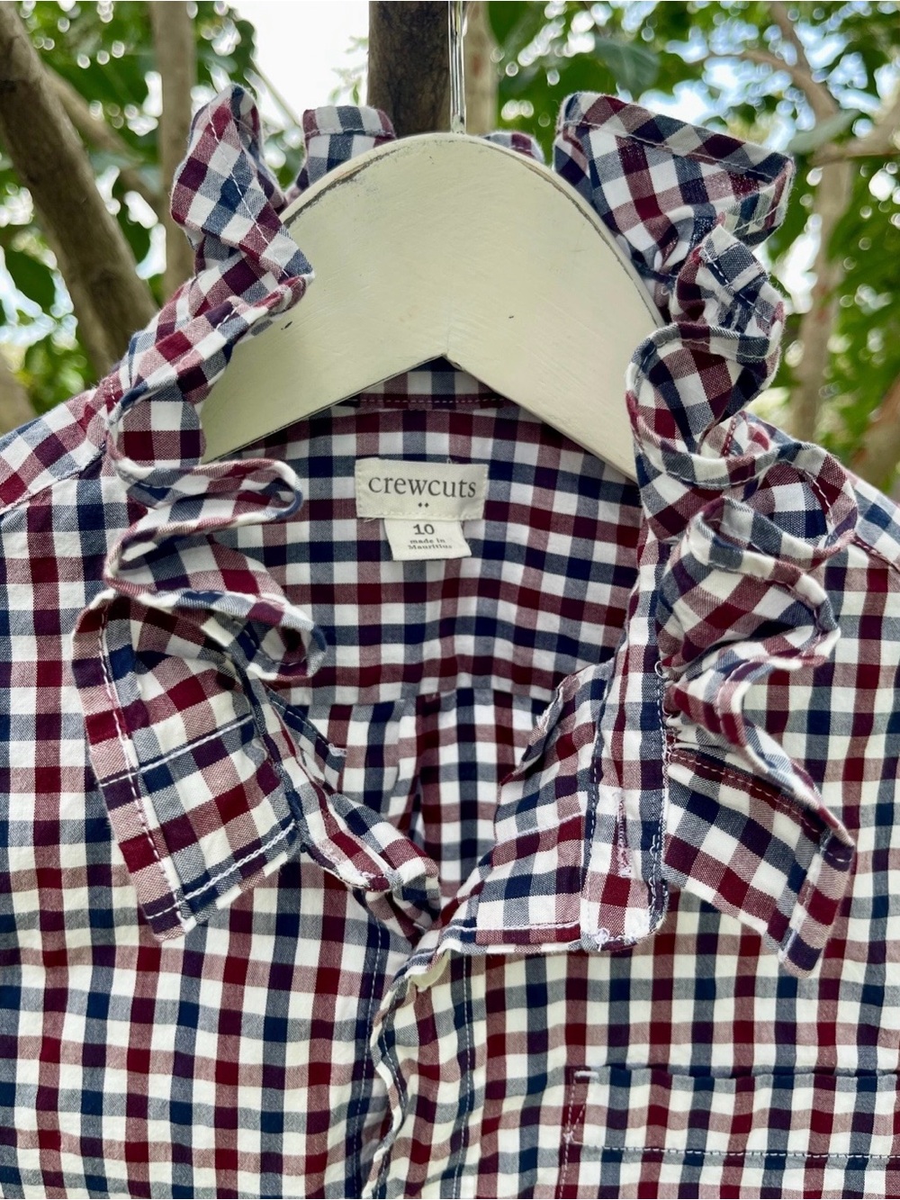 Crewcuts Ruffle Collar Upcycled Reworked Shirt GIRL’S SIZE 10